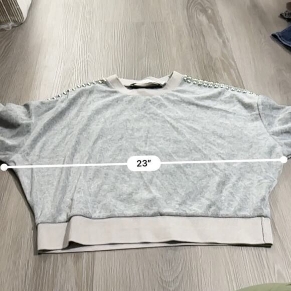 IRO Heathen Studded Heather Gray Long Sleeve Sweatshirt‎ Size S - Picture 9 of 10